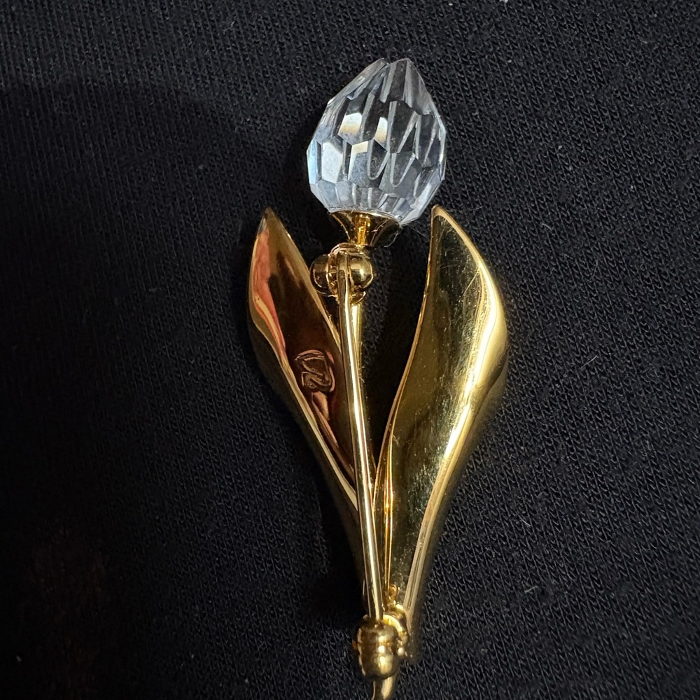 Swarovski Gold and Clear Crystal Brooch
